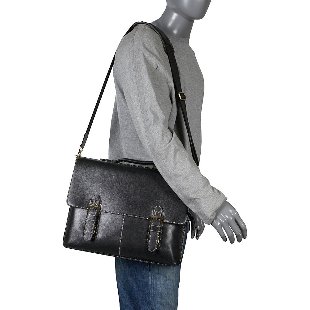 AmeriLeather Classical Leather Organizer Briefcase (Brown)