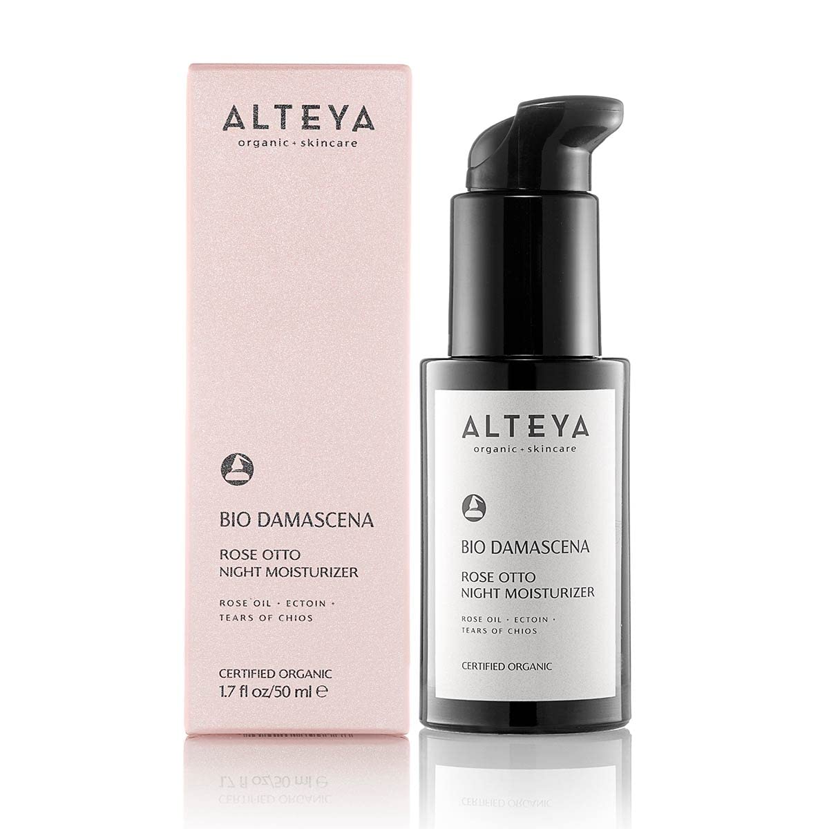 Alteya Organics Night Moisturizer Certified Organic Skin Care 1.7 Fl Oz/50 mL Bio Damascena Award-Winning Face Cream With Organic Bulgarian Rose Oil
