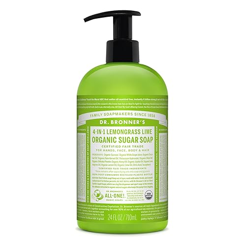 Dr. Bronner's - Organic Sugar Soap (Lemongrass, 24 Ounce) - Made with Organic Oils, Sugar and Shikakai Powder, 4-in-1 Uses: Hands, Body, Face