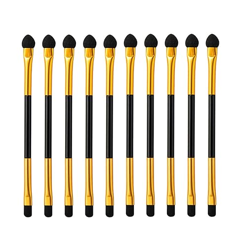 Phantomsky 10Pcs Disposable Cosmetic Makeup Applicator Eyeshadow Dual Sided Brush Double-end Brushes Set(Latex Sponge + Horsehair)