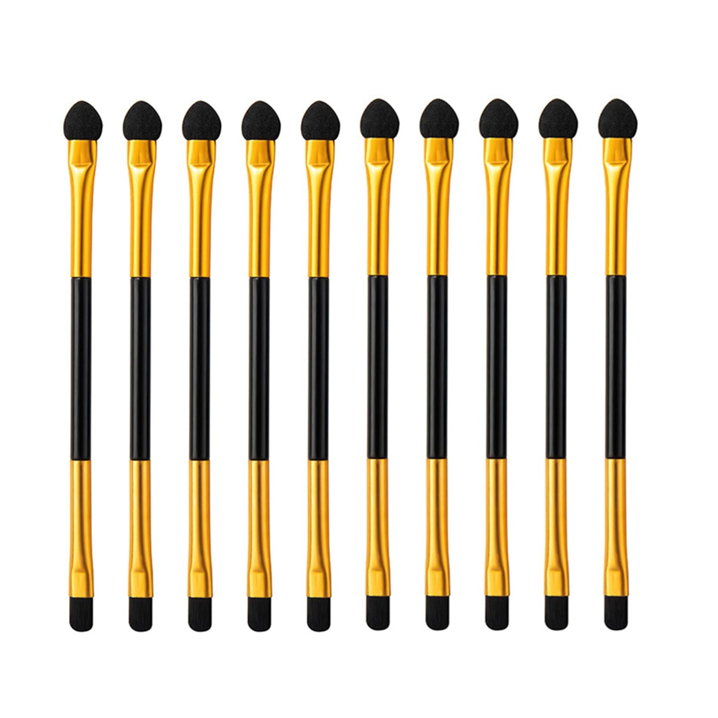 Phantomsky 10Pcs Disposable Cosmetic Makeup Applicator Eyeshadow Dual Sided Brush Double-end Brushes Set(Latex Sponge + Horsehair)