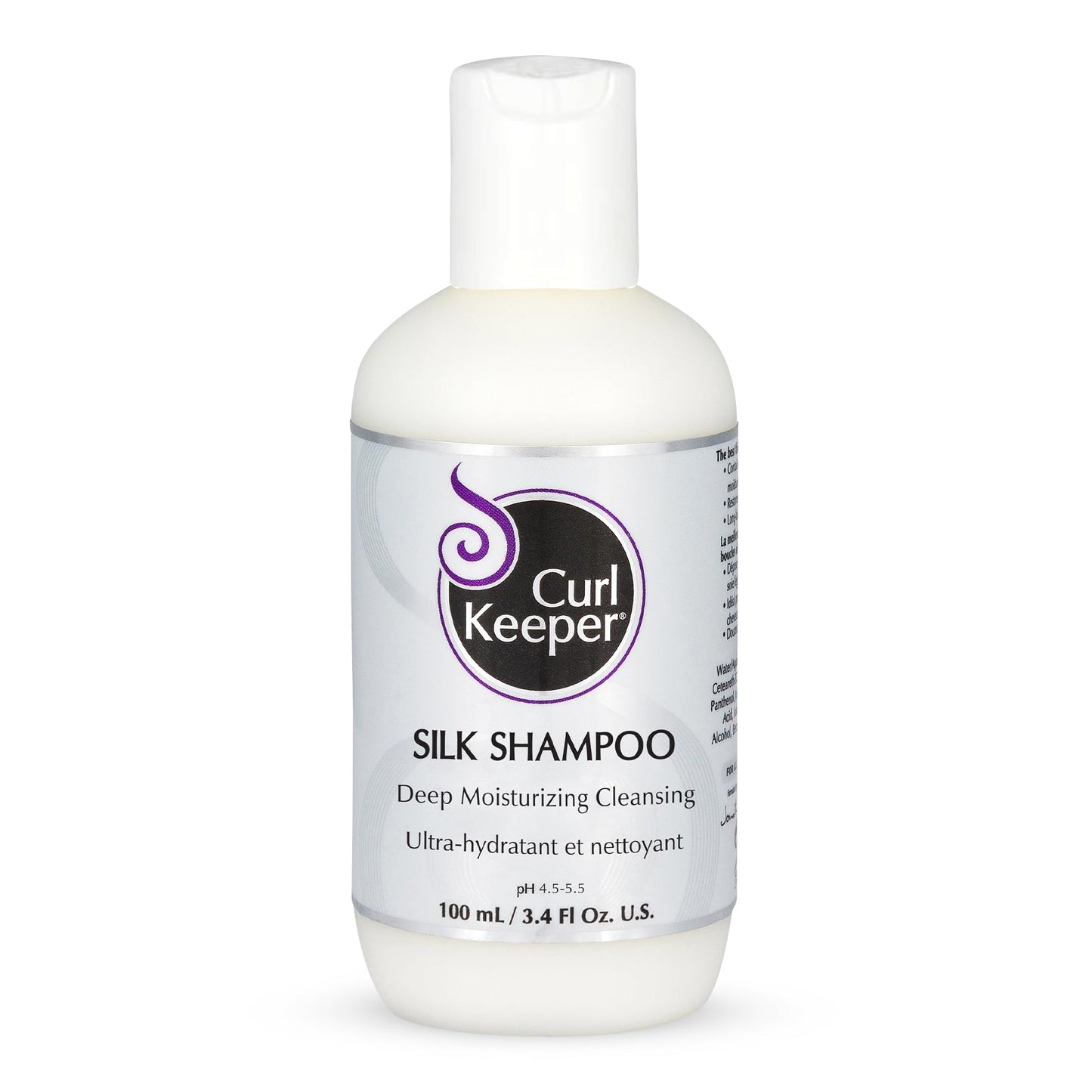 Curl Keeper Silk Shampoo for Curly Hair, 3.8 Fl Oz - Deep Moisturizing & Cleansing Daily Hair Shampoo with Silk Amino Acids for All Curl Types - Water