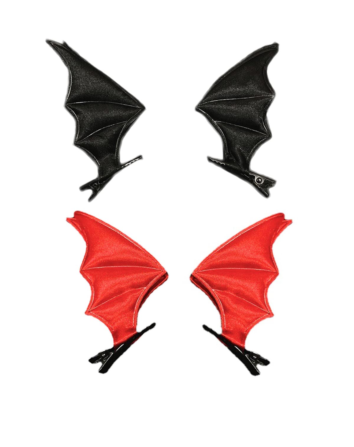 Red Devil Horn Hairpin Halloween Black Bat Hair Clips for Halloween Festive JHH33 (Black-Red Bat Wing)