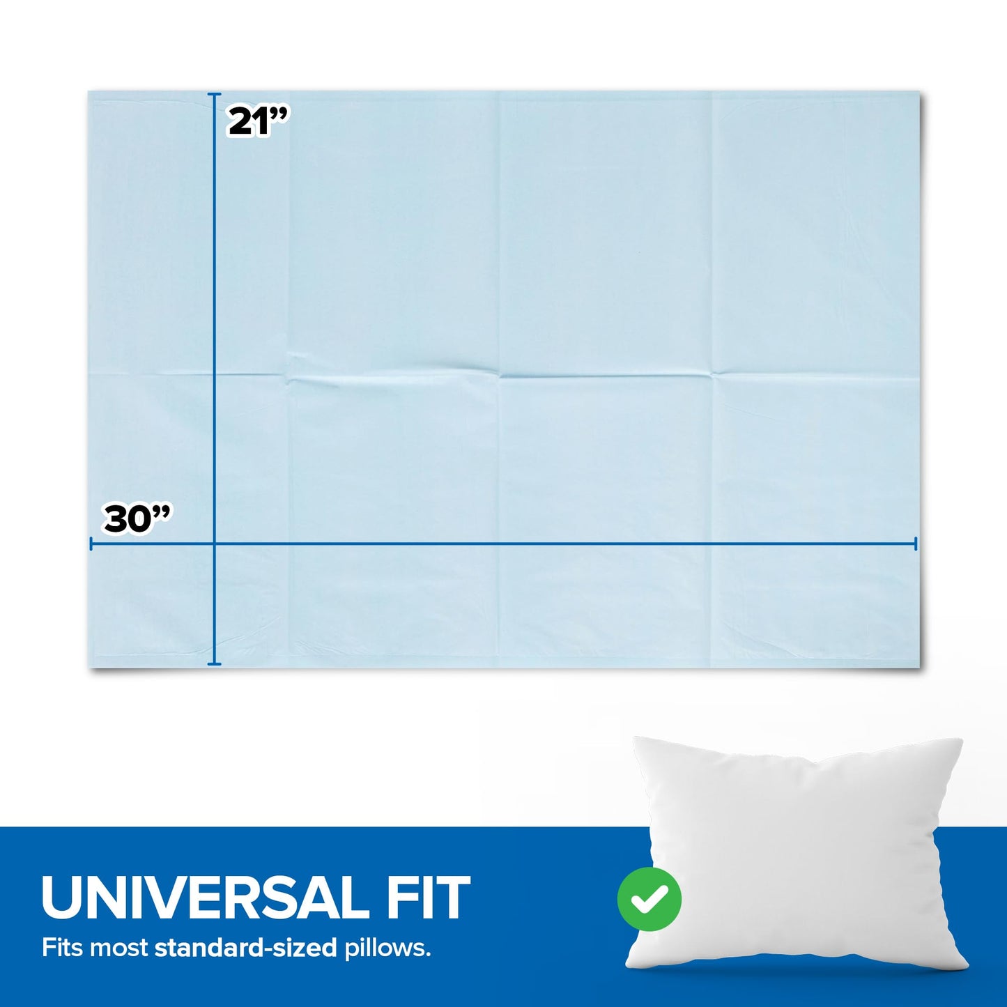 Stock Your Home (100 Count) Disposable Pillow Case Covers, Tissue/Poly 21" x 30" Standard Size, Single-Use Pillowcases with Moisture Barrier in Blue