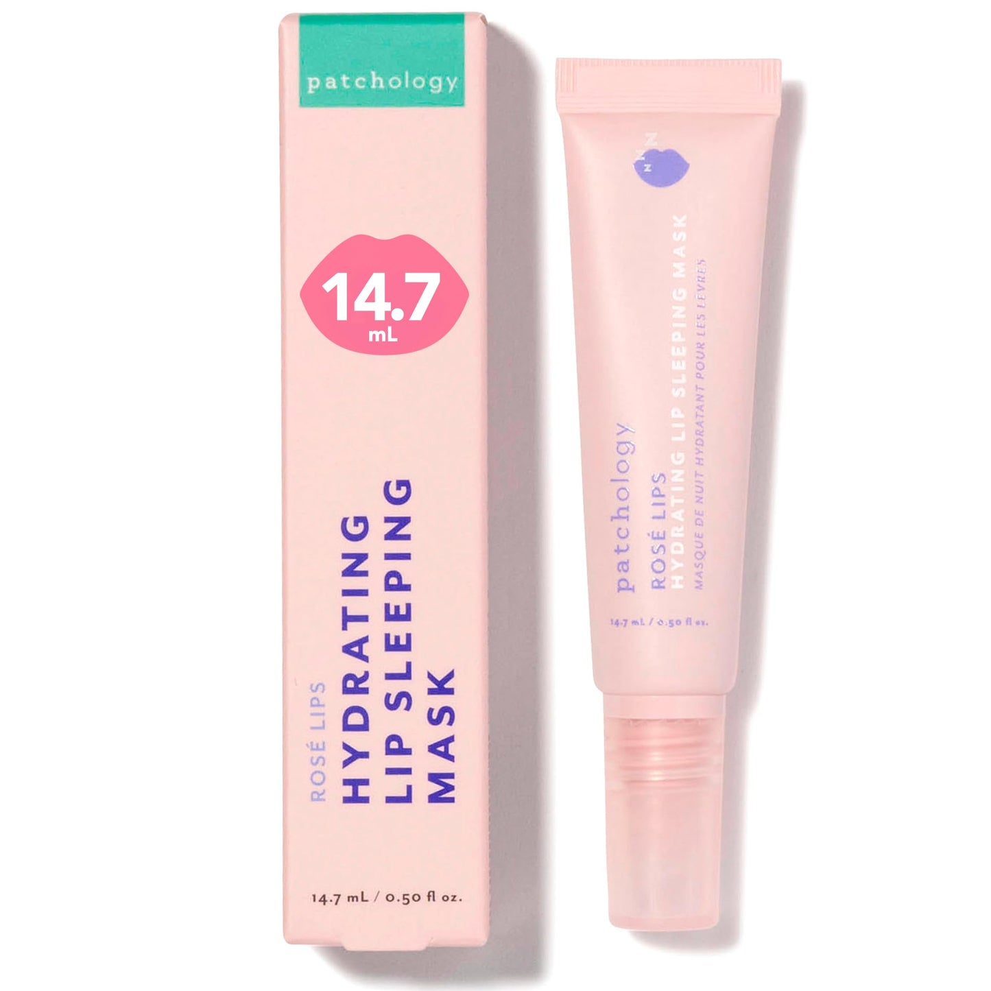 Patchology Rosé Lip Sleeping Mask - Overnight Lip Mask with Hyaluronic Acid and Resveratrol - Hydrating and Repairing Lip Gloss Treatment softens