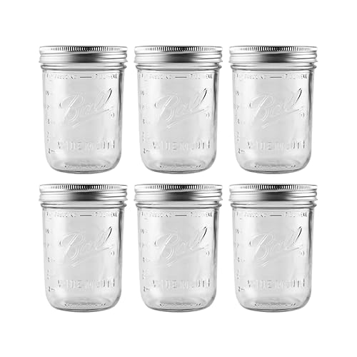 Ball - 16 oz Wide Mouth Glass Mason Jars | 6 Pack Jars with Airtight Lids | Large Glass Jar for Food Storage with Lids | Ideal for Canning…