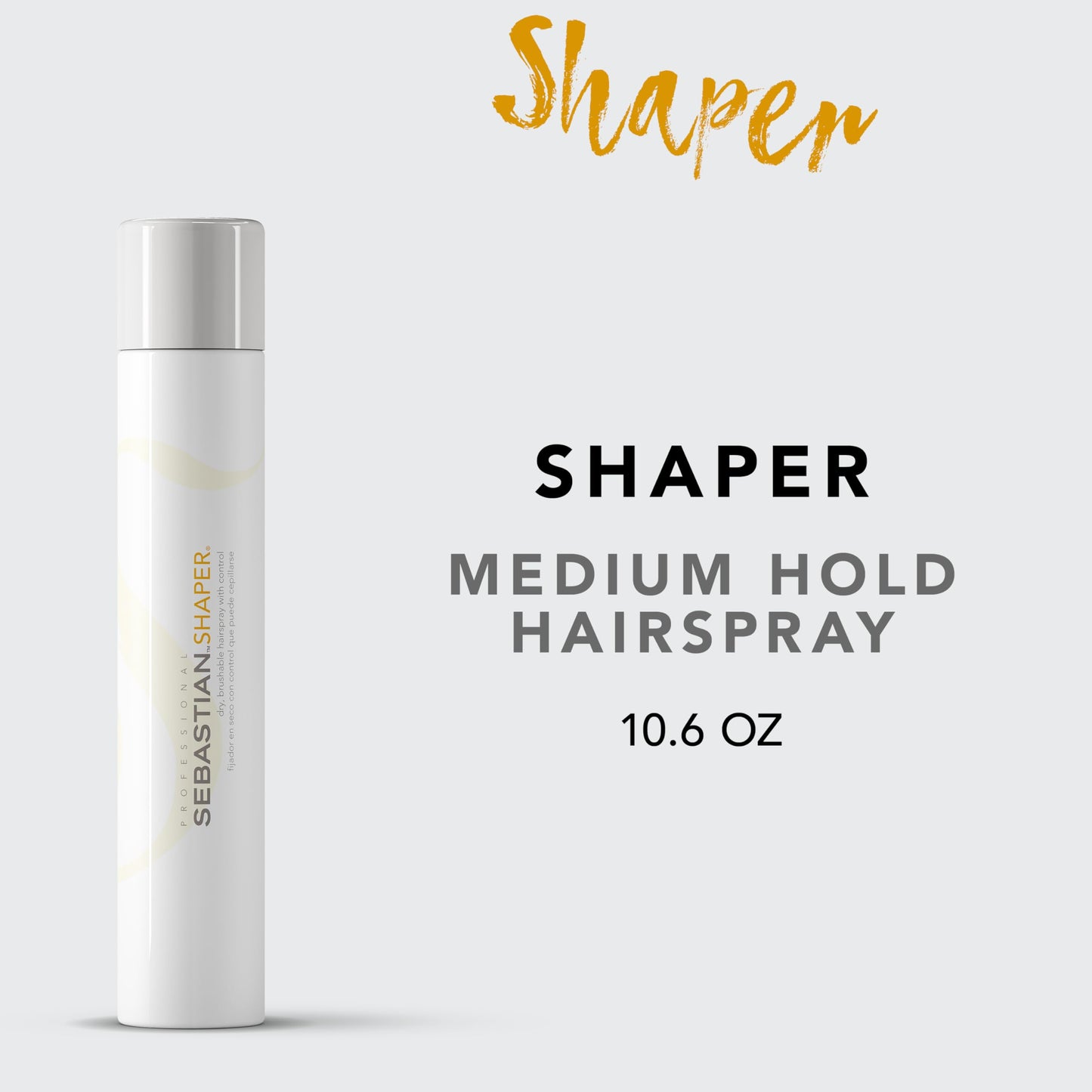 Sebastian Professional Shaper Hairspray, 50 VOC% | Flexible to Medium Hold | Brushable with Control | 10.6 oz