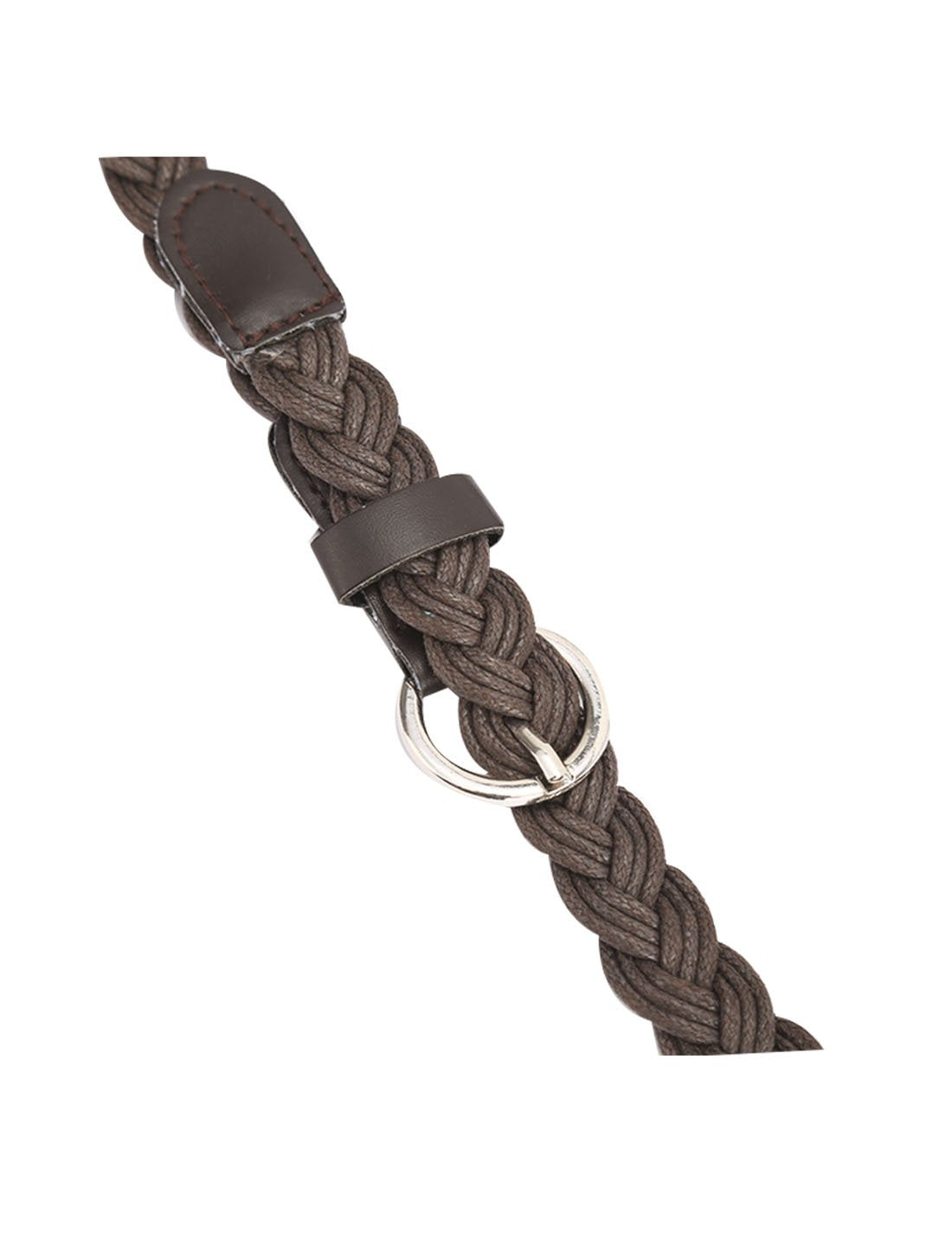 uxcell Women Adjustable Single Pin Buckle Skinny Braided Belt Brown