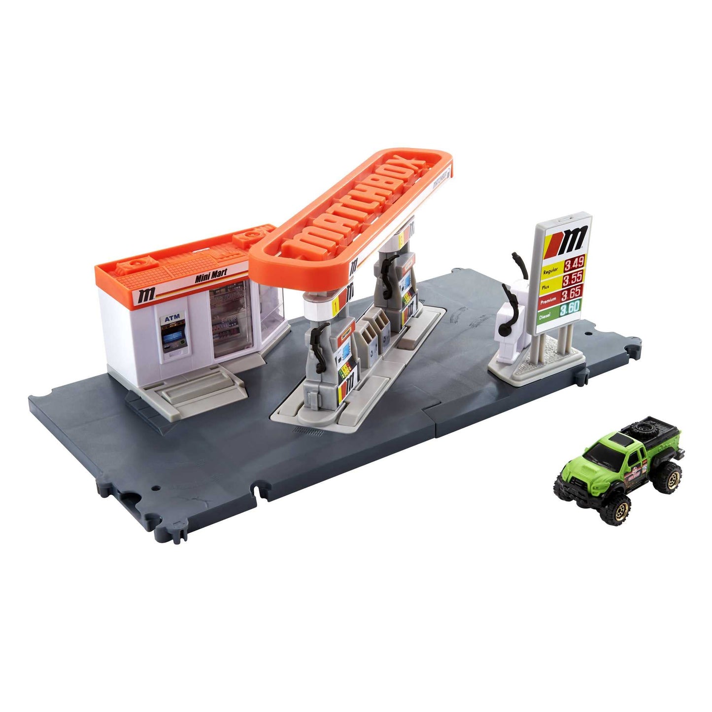 Matchbox Toy Cars Playset, Action Drivers Fuel Station & 1:64 Scale Toy Truck, Moveable Gas Hoses & Car-Activated Features