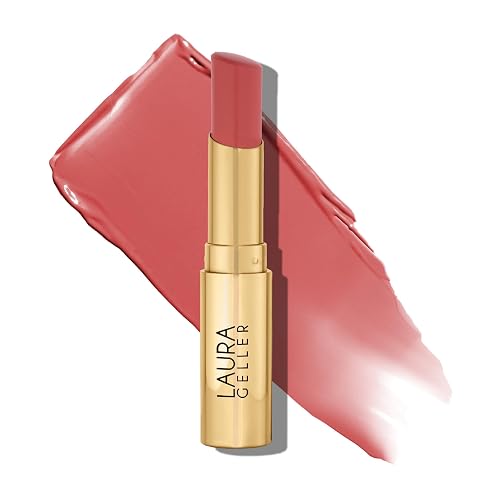 LAURA GELLER NEW YORK Jelly Balm Tinted Lip Balm - Just Peachy - Hydrating Lip Color with Shine Finish - Squalane & Vitamin E - Buildable Sheer