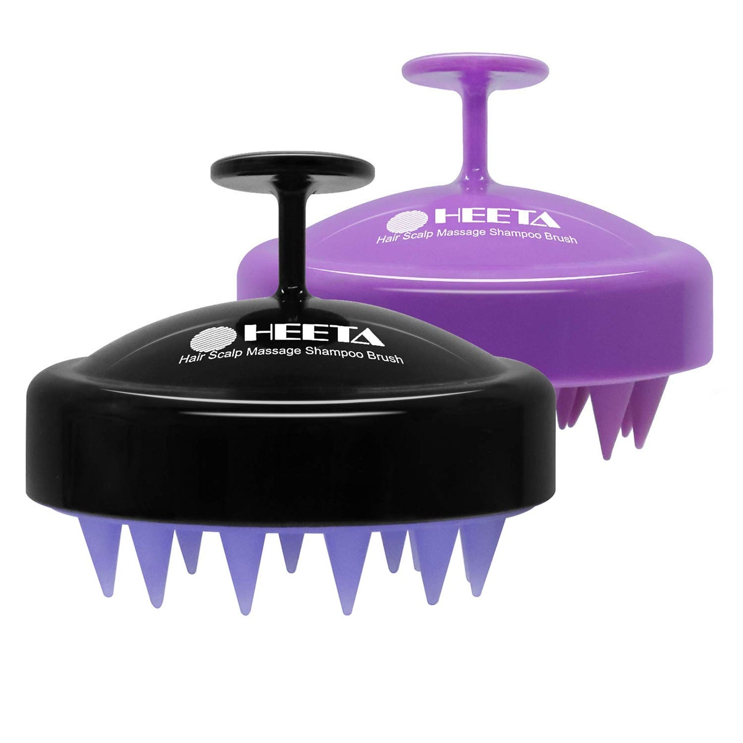 HEETA Scalp Massager Hair Growth 2-Pack, Soft Silicone Scalp Scrubber Shampoo Brush for Exfoliation Dandruff Removal Head Massage Stress Relax, Wet