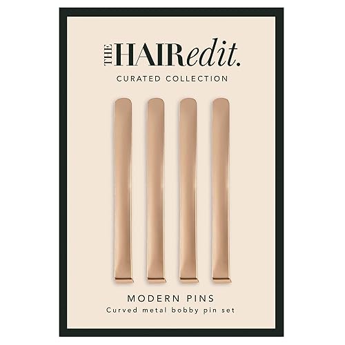 The Hair Edit Modern Bobby Pins - Gold Metal Fashion Hair Clips, 4 pack