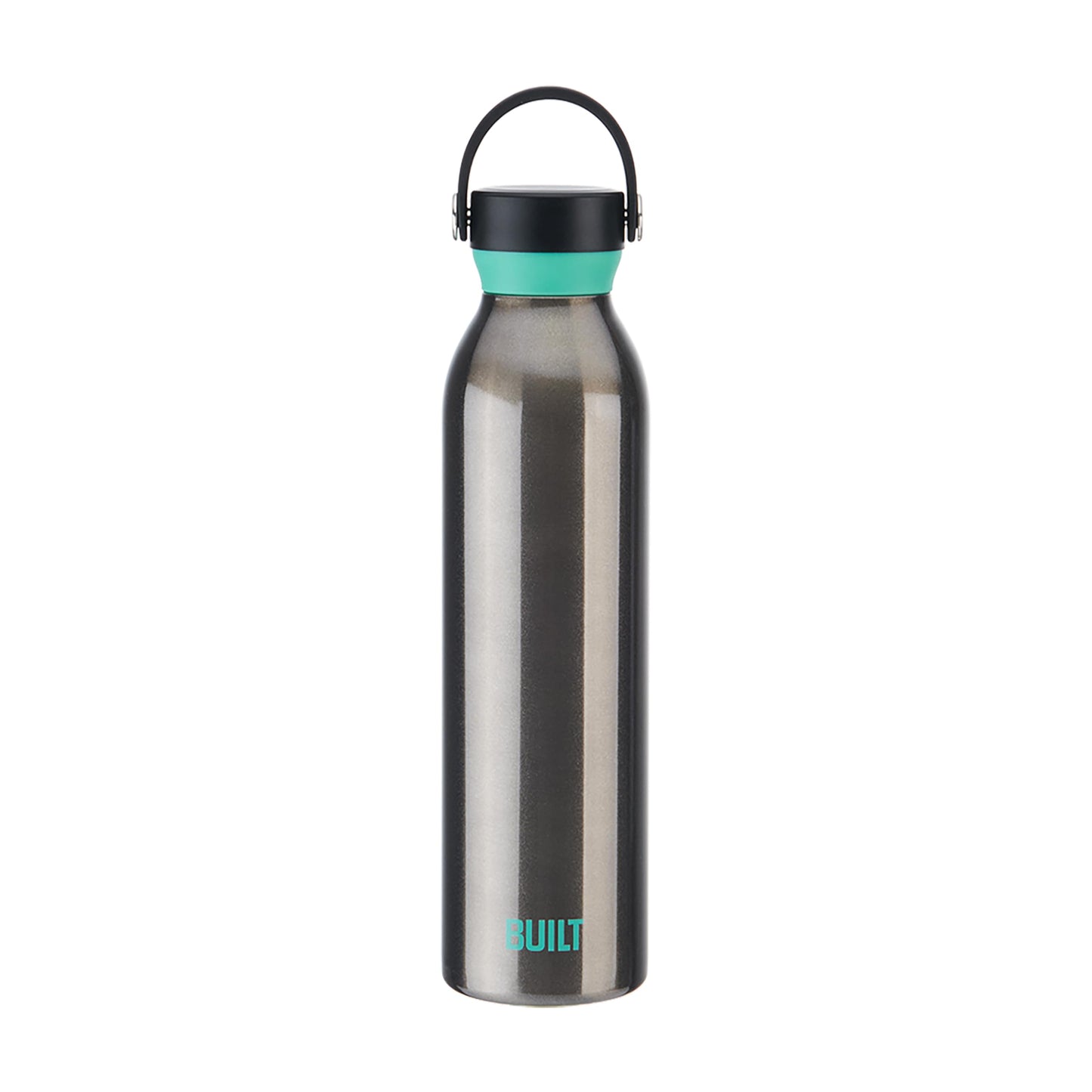 BUILT 24 fl oz Double-Walled Stainless Steel Standard Mouth Cascade Bottle, Threaded Handle Lid Spill-resistant Travel Cup with Rubber Grip Keep