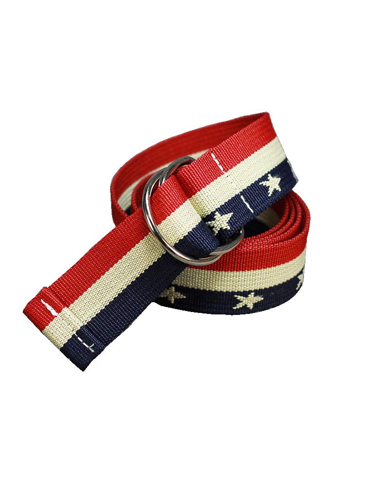 American Flag Print Belt USA Belts For Women D Ring Canvas Web Belts (American Flag)