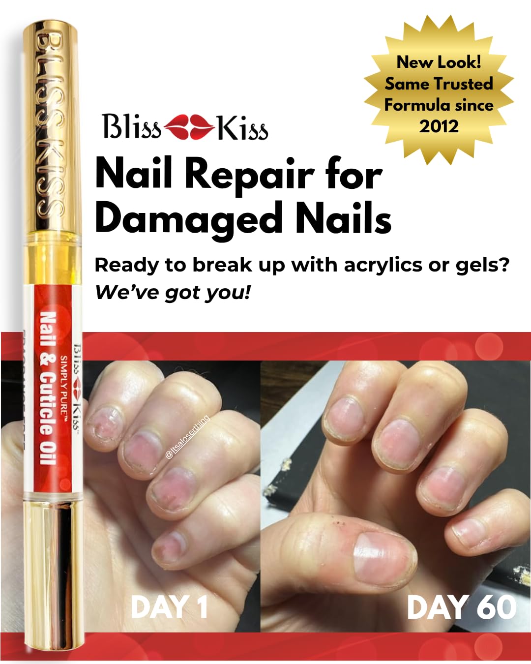 Bliss Kiss Fragrance Free Nail Oil Cuticle Pen with Vitamin E & Jojoba - Nail Strengthener Nail Growth Serum for Brittle Peeling Breaking Thin Nails Beauty and Personal Care Bliss Kiss