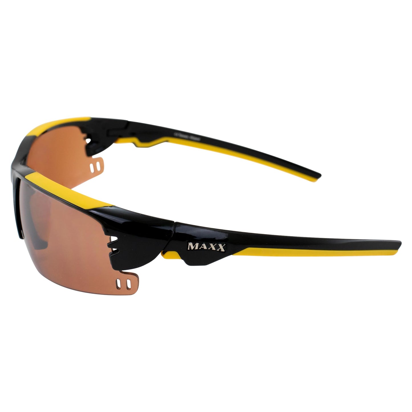 Maxx Wizard Golf Sports Sunglasses TR90 Black & Yellow Frame w/HD Amber Lenses