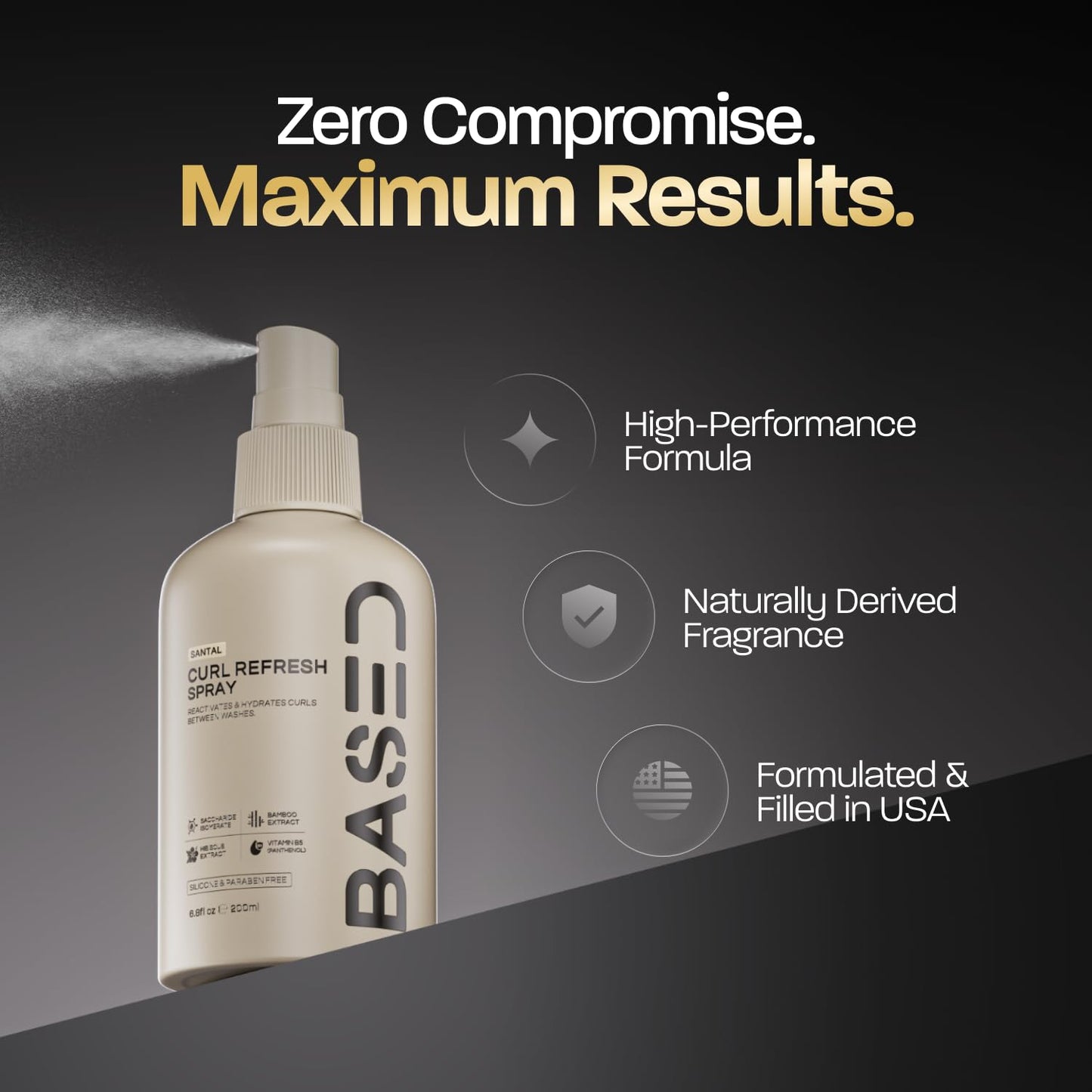 BASED Curl Refresh Spray - Instantly Refresh & Define Curls Without Buildup - Lightweight Hydrating Formula with Bamboo & Hibiscus Extract Beauty and Personal Care BASED BODYWORKS