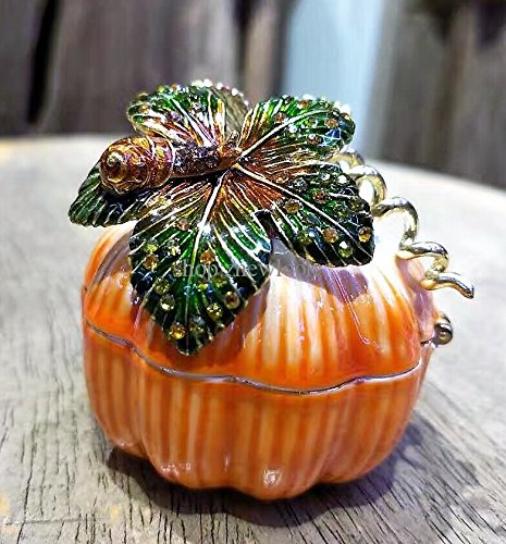 znewlook Pumpkin Trinket Ring Boxes Wedding Jewelry Gift Crafts Pumpkin Bejeweled Rings Earrings Small Storage Box