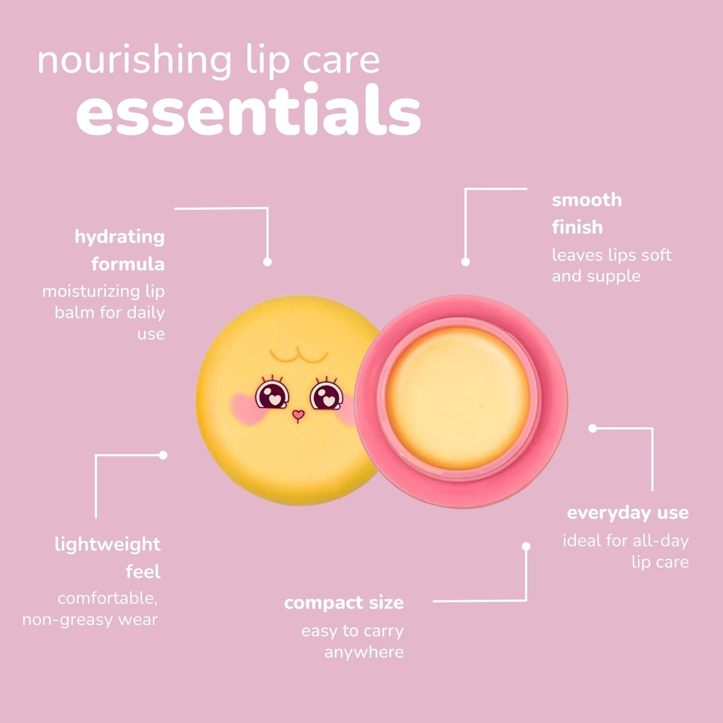 The Crème Shop Bubble Mates Macaron Lip Balm - Korean Lip Butter Balm Formulated with Hyaluronic Acid and Murumuru Butter for Moisturized, Smooth Lips