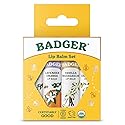 Badger Classic Organic Lip Balm Set - Yellow Box, Light Silky Long Lasting Lip Moisturizer Gift Set, All Natural Lip Balm Variety Pack Lip Set