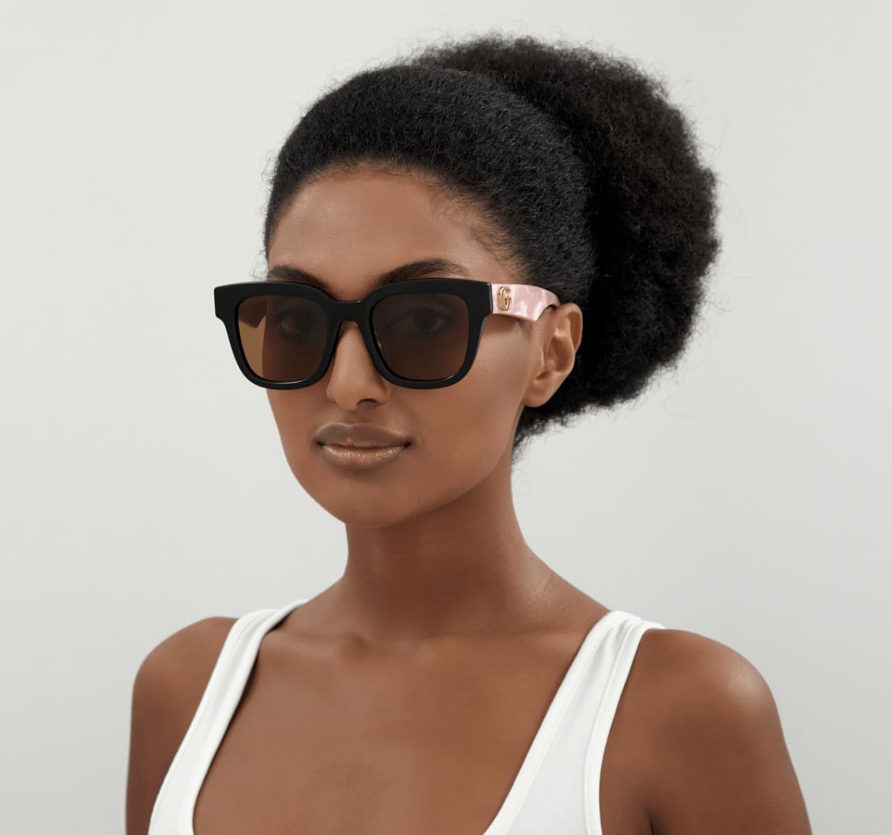 Gucci Women's Oversized Square Sunglasses, Black-Pink-Brown, One Size