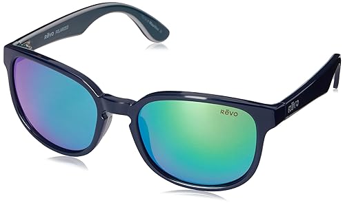 Revo Kash RE 1028 05 GN Polarized Square Sunglasses, Navy/Grey/Atlantic Green Water, 57 mm