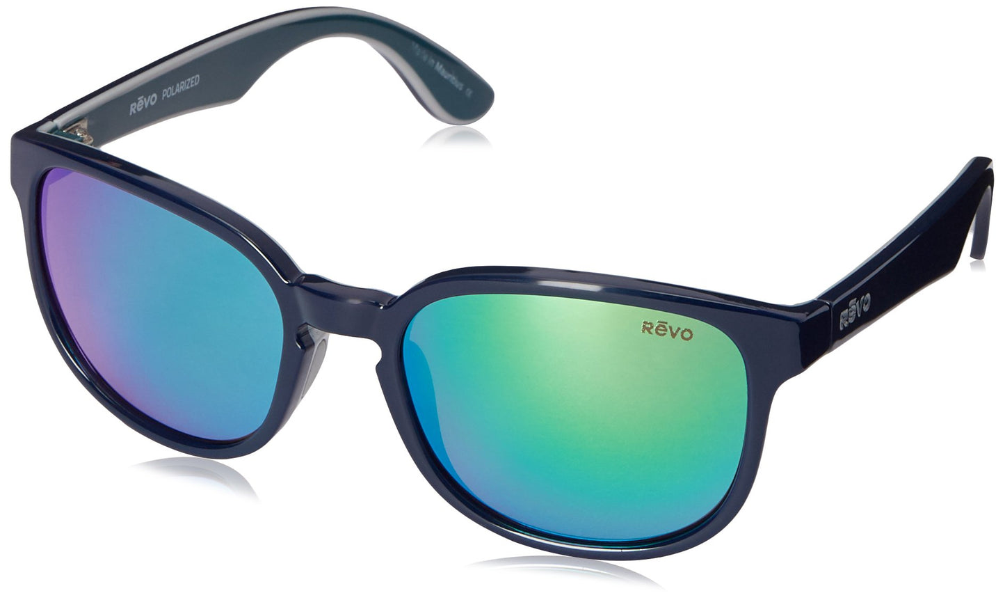 Revo Kash RE 1028 05 GN Polarized Square Sunglasses, Navy/Grey/Atlantic Green Water, 57 mm