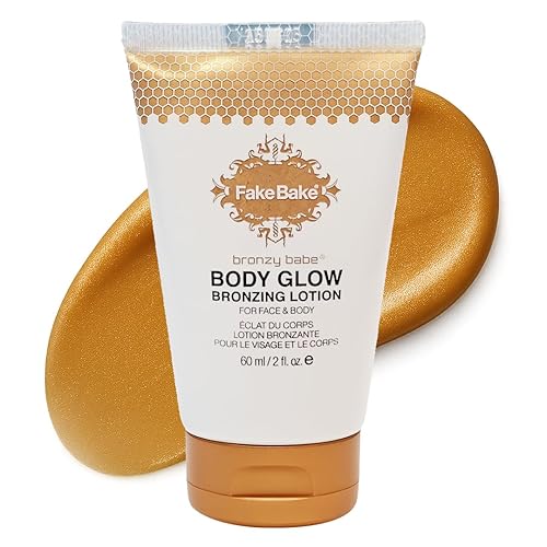 Fake Bake Bronzy Babe Body Glow Face & Body Tinted Moisturizer Lotion, Highlighter, Makeup & Moisturizing Skincare Healthy Color Boost from Plants