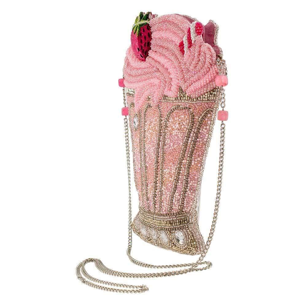 Mary Frances Shake It Up Beaded Milkshake Crossbody Novelty Handbag, Pink