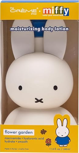 The Crème Shop Miffy Flower Garden Body Lotion, Hydrating and Nourishing Body Cream with Hyaluronic Acid and Niacinamide, Miffy Pump Bottle, Garden