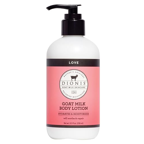 Dionis Goat Milk Lotion - Moisturizing Body Lotion for Dry Skin, Sensitive Skin Safe, Lightweight Non-Greasy Formula, Lotion Pump - Love 8.5 oz