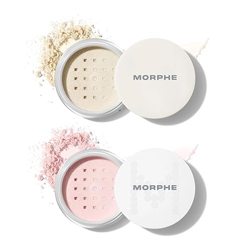 Morphe Totally Set Mini Brighten & Set Setting Powder Duo - Lightweight, Talc-Free Powder for Face Makeup Natural Finish - Minimizes Shine for Up