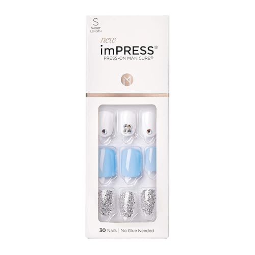 KISS imPRESS No Glue Mani Press On Nails, Design, 'I'd Rather Be', Multicolor, Short Size, Squoval Shape, Includes 30 Nails, Prep Pad, Instructions Beauty & Personal Care imPRESS