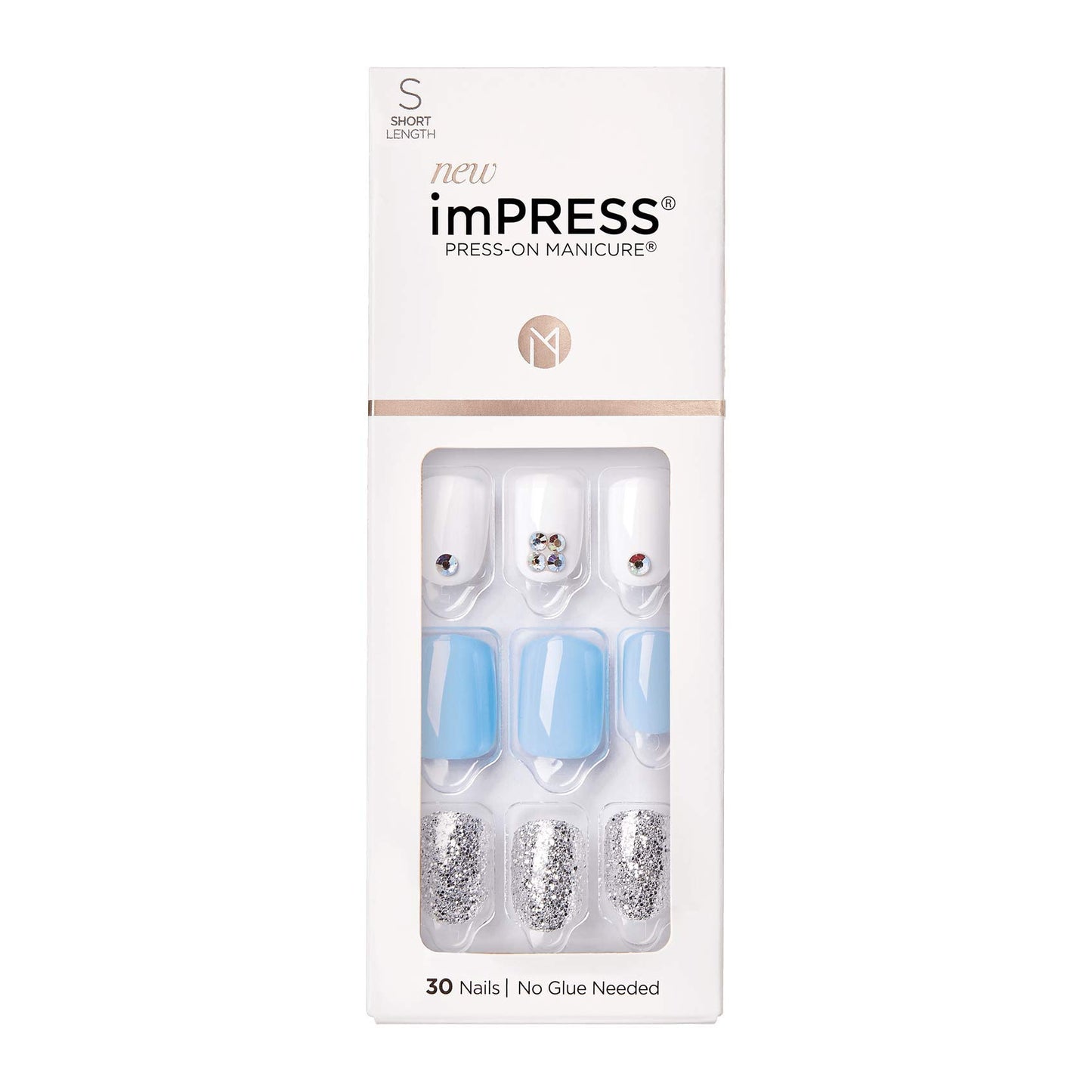 KISS imPRESS No Glue Mani Press On Nails, Design, 'I'd Rather Be', Multicolor, Short Size, Squoval Shape, Includes 30 Nails, Prep Pad, Instructions Beauty & Personal Care imPRESS
