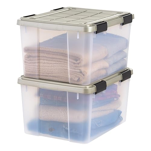 IRIS USA 44 Qt Storage Bins with Gasket Seal Lid, 2 Pack - BPA-Free, Heavy Duty Moving Containers Tight Latch, Weather Proof Tote, WEATHERPRO…