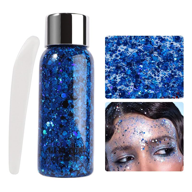 JUDEWY Body Glitter Gel, Face Glitter Body Glitter Glitter Liquid Eyeshadow, Face Hair Nail Glitter, Holographic Makeup Festival Glitter Makeup (06)
