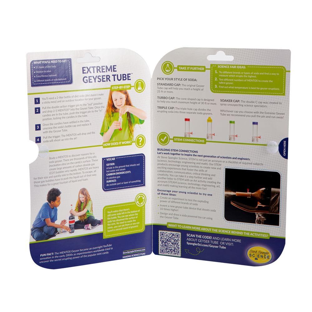 Steve Spangler Science Extreme Geyser Tube – Kids Science Kit with Mentos & Soda Experiment, Includes Tube, Candy & Spray Caps, STEM Chemistry Project