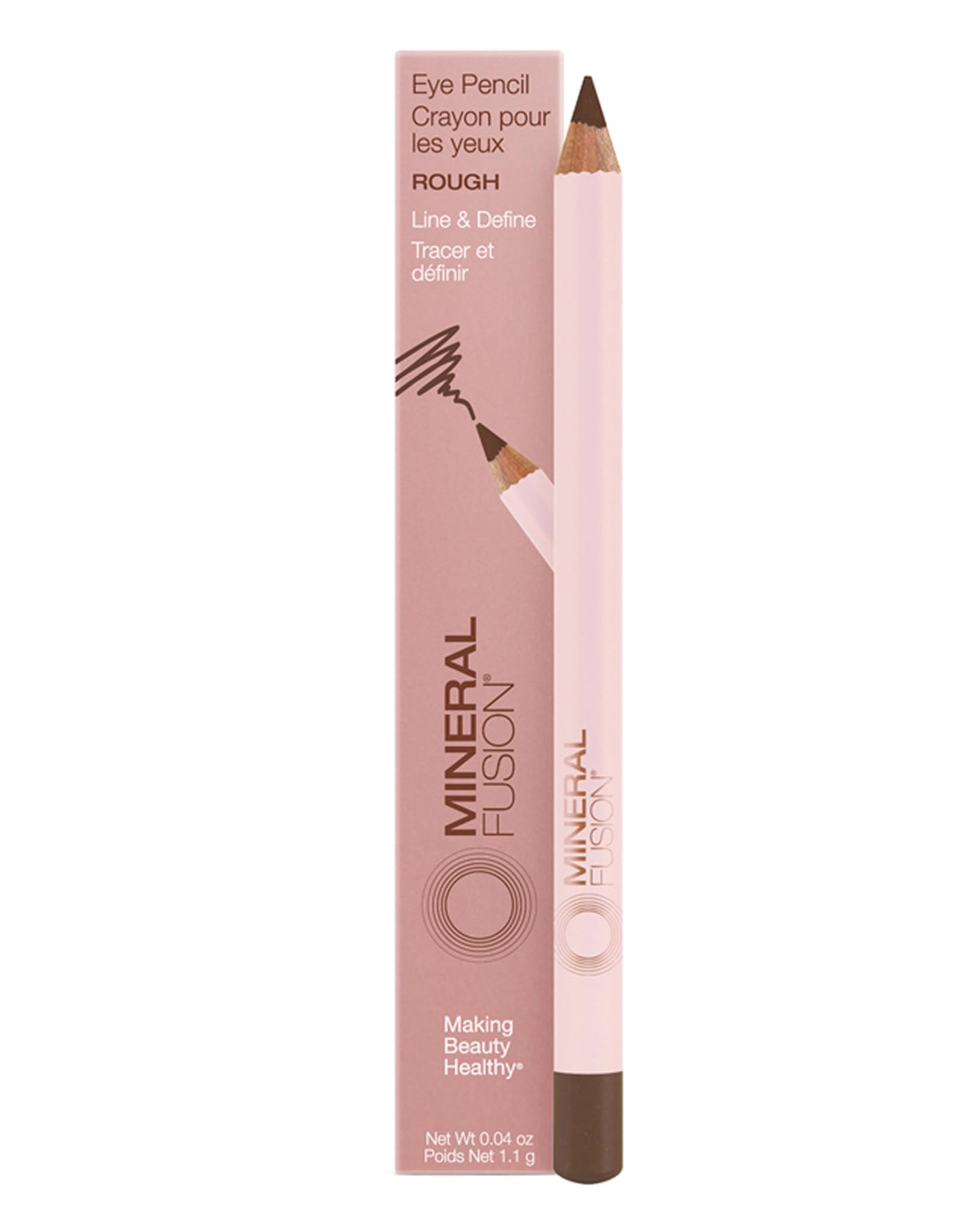 Mineral Fusion Eye Pencil (Light Brown - Rough) - Eyeliner with Soothing Chamomile, Meadowfoam & Vitamin E - Smooth & Long Lasting, Hypoallergenic