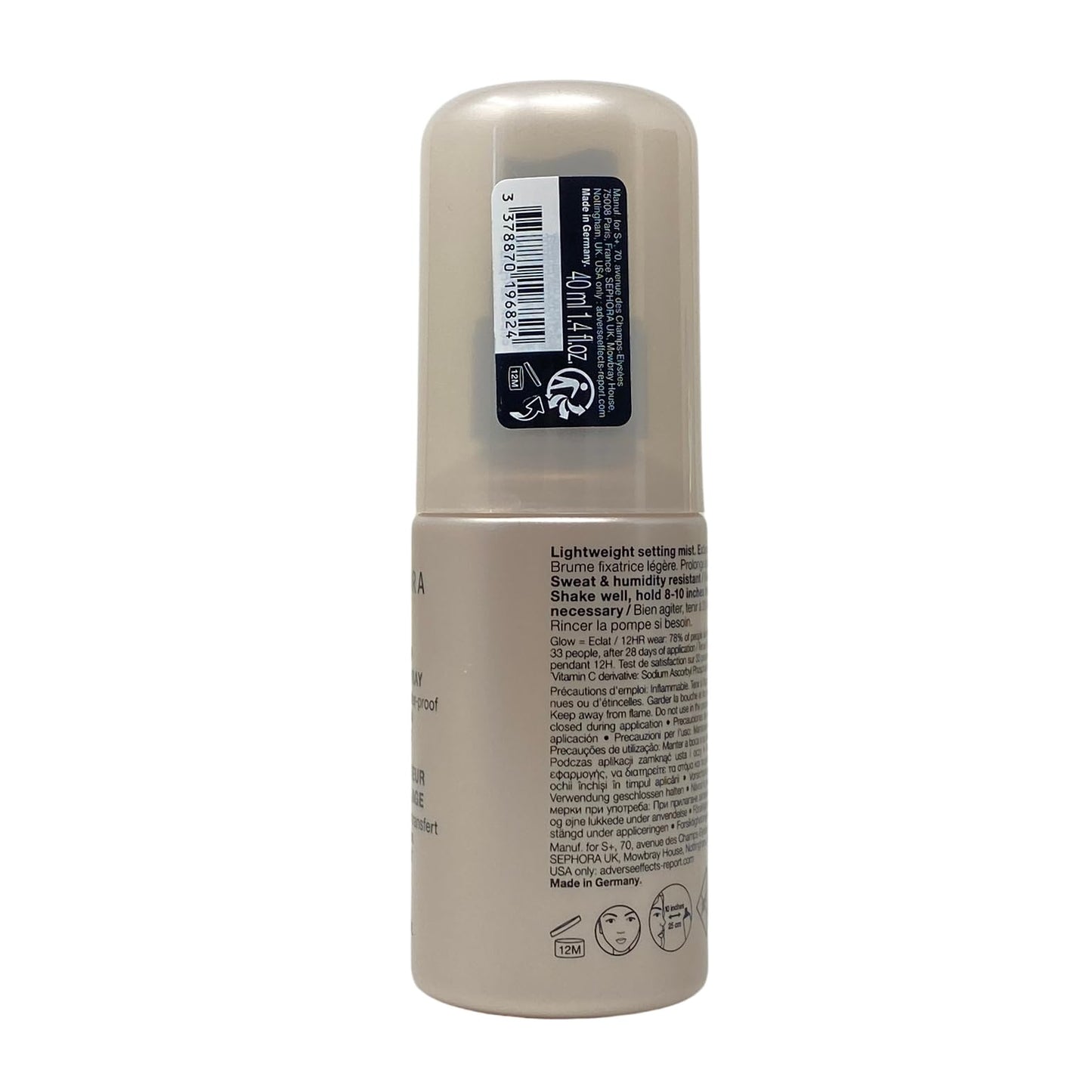 SEPHORA COLLECTION Glow Makeup Setting Spray with Vitamin C 1.4 fl oz / 40 mL Travel Size.