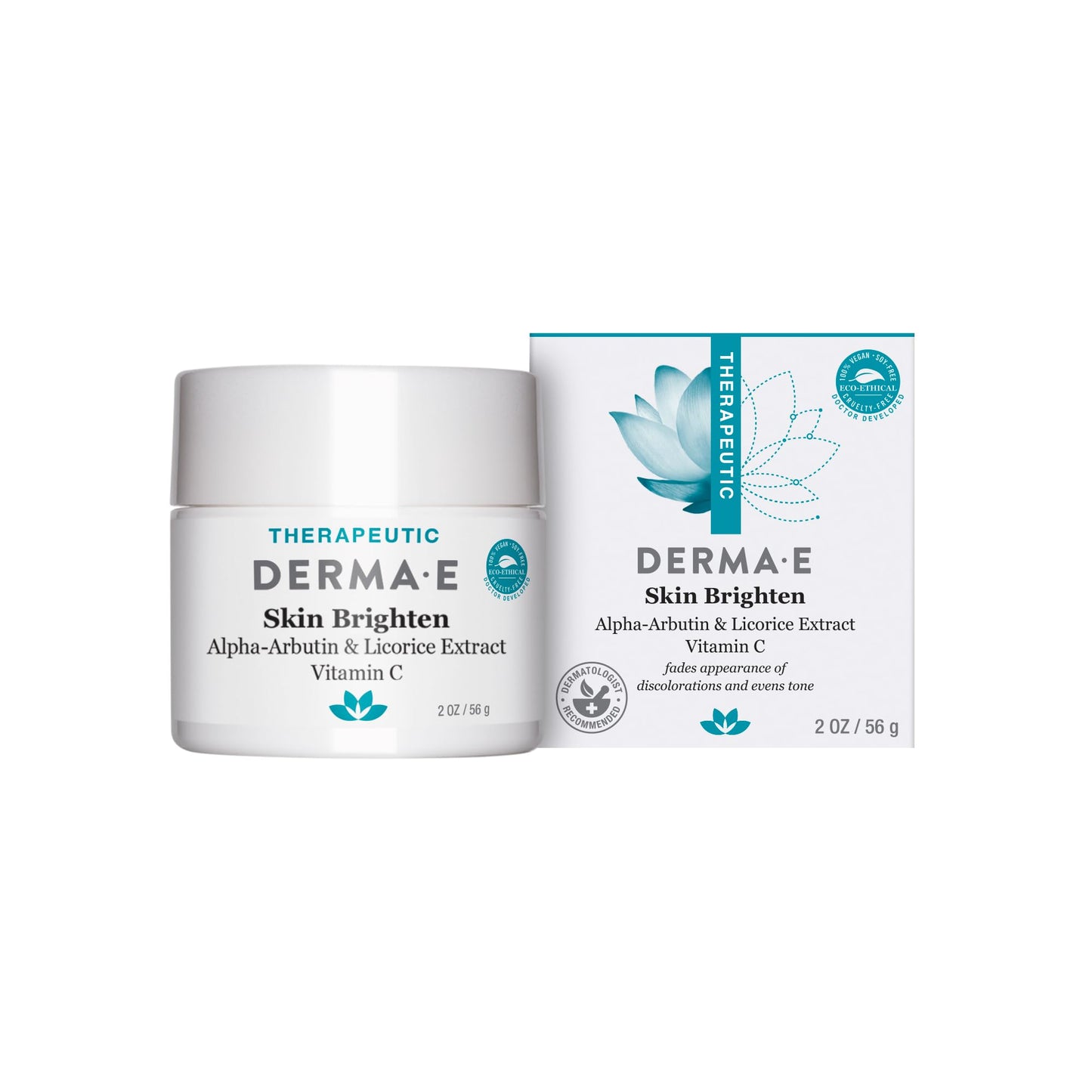 Derma E Skin Brightening Cream - Lightening Cream for Dark Spots - Natural Face and Body Brightener for Age Spots, Hyperpigmentation and Uneven Skin