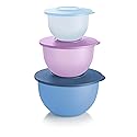 Tupperware Impressions Classic 3 Piece Food Storage Bowl Set in Blue and Purple, Dishwasher Safe and BPA Free (3 Containers, 3 Lids)
