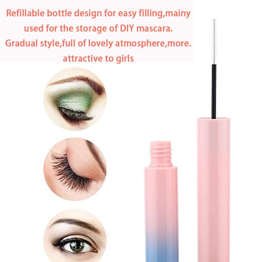 Yitengteng Mascara Container Bottle 10Pcs 6ML Reusable Gradient Empty Mascara Tube Portable Travel Mascara Bottle,Fine Brush