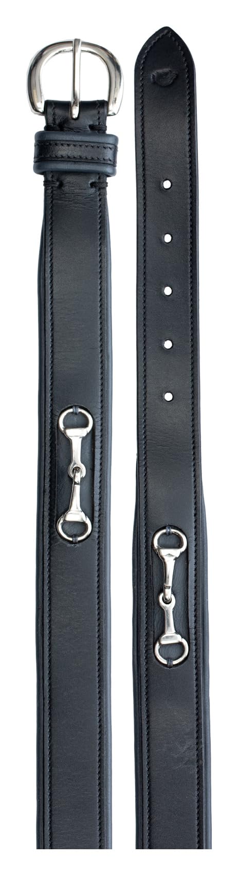 Equinavia Tirild Womens Leather Equestrian Horse Riding Belt with Bit Design - Black/Grey - M