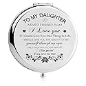 GAOLZIUY Daughter Gifts from Mom, Silver Daughters Compact Mirror, Birthday Gifts for Daughter from Mother for Daughters Birthday, Graduation Wedding