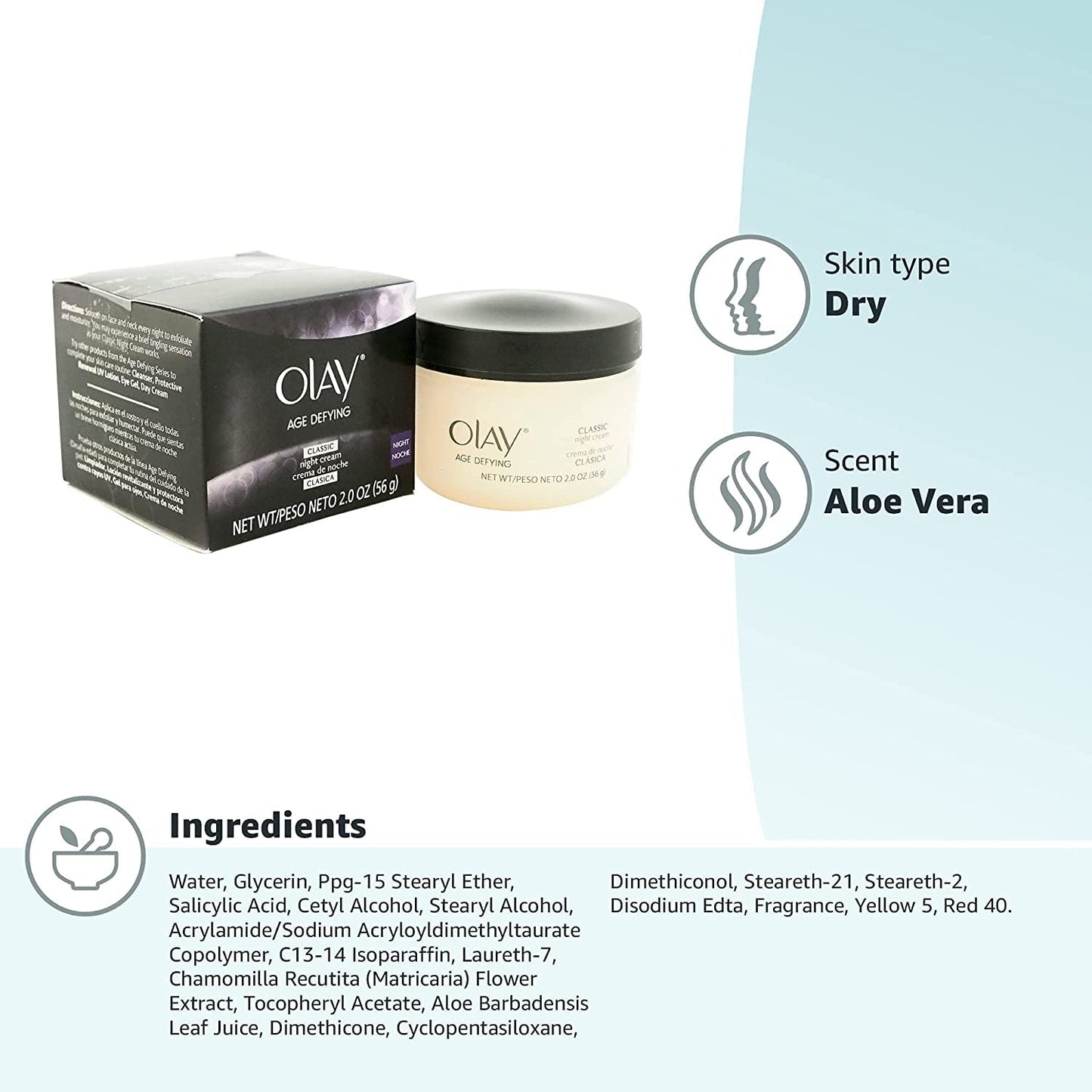 OLAY Age Defying Classic Night Cream 2.0 oz (Packs of 5)
