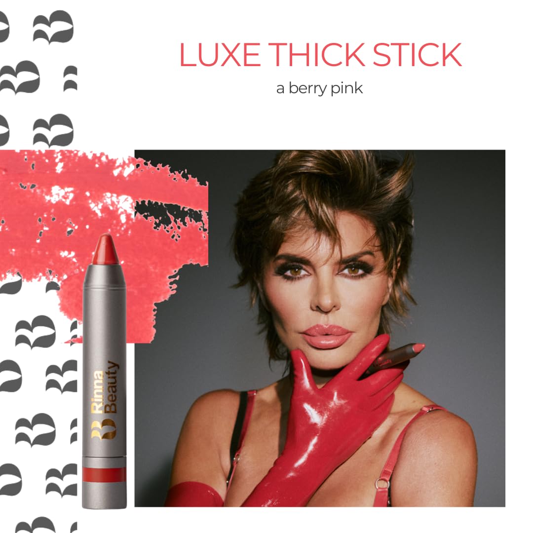 Rinna Beauty Thick Stick Lip Crayon - Luxe - Long Lasting Lipstick, Moisturizing Creamy Formula with Hydrating Oils & Extracts, Built-In Sharpener