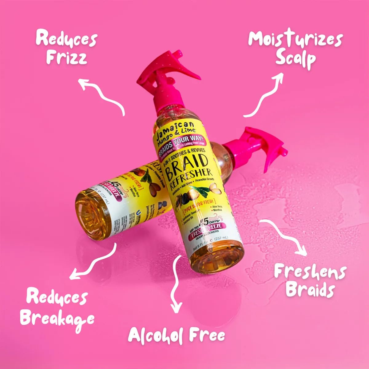 Jamaican Mango & Lime Braids Your Way 6-in-1 Braid Refresher Spray - Scalp Mist for Braids, Locs & Twists - Anti-Itch, Odor Eliminator & Shine Spray