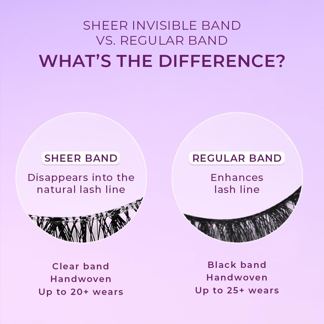 Lilly Lashes Sheer Band, False Eyelashes w/Invisible Band Lashes, False Lashes Natural Look, Wispy Lashes Style, Clear Band Lashes, Reusable Eyelashes