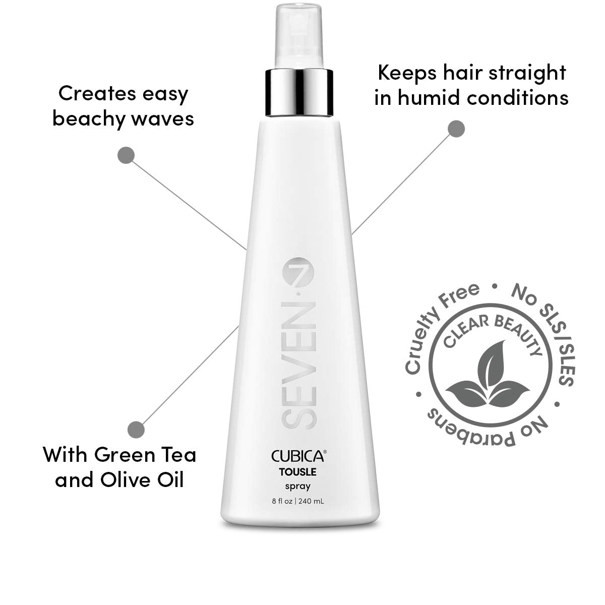 SEVEN Hair Care CUBICA TOUSLE Texture Hair Spray for Women & Men, Dry Wax Hairspray for Volume, Body + Beachy Waves, ProVitamin B5, Green Tea
