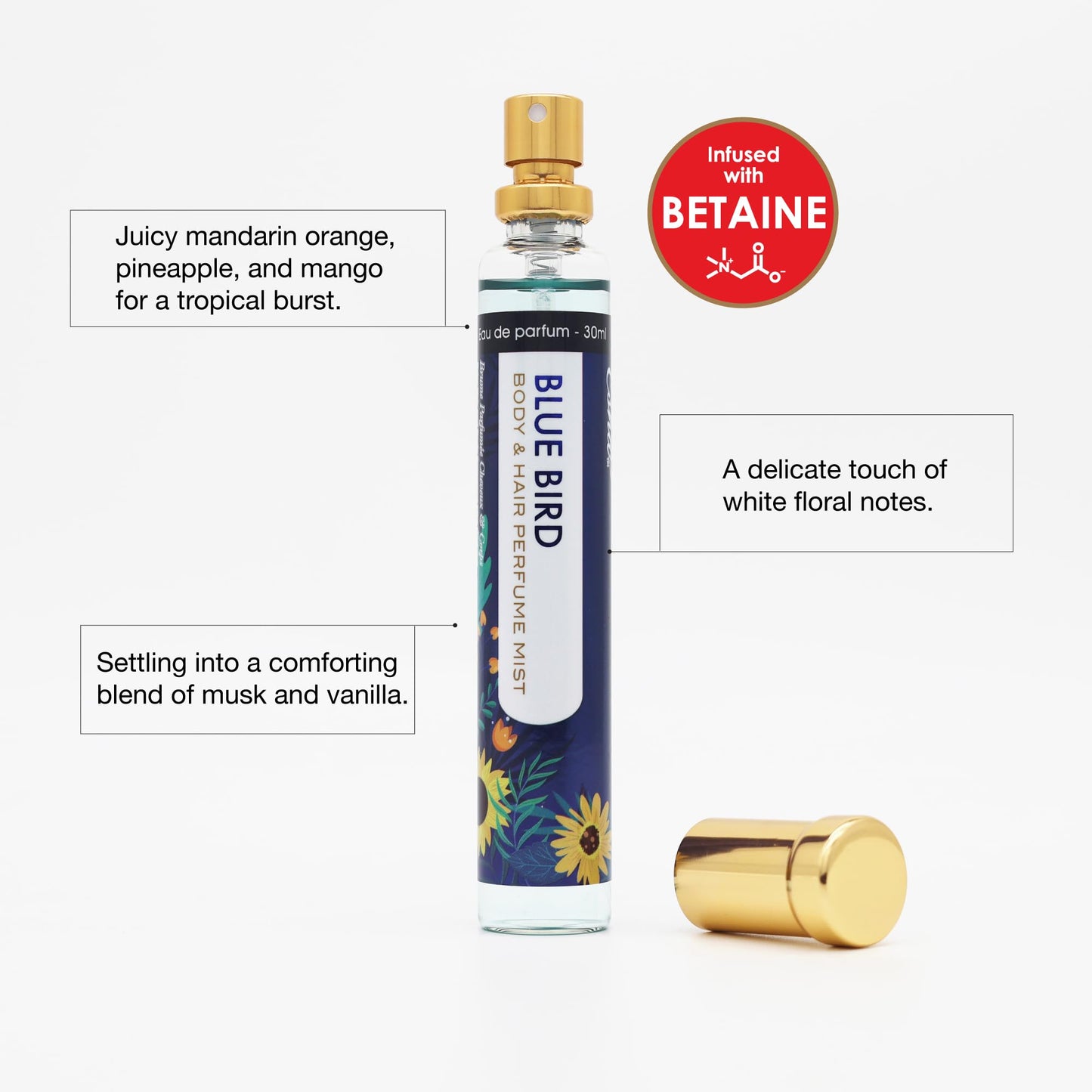 Esha Body & Hair Perfume Mist - Eau de Parfum for Women - Infused with Betaine - Juicy Orange, Pineapple, Mango with Musk and Vanilla - (BLUE BIRD) Beauty & Personal Care Esha